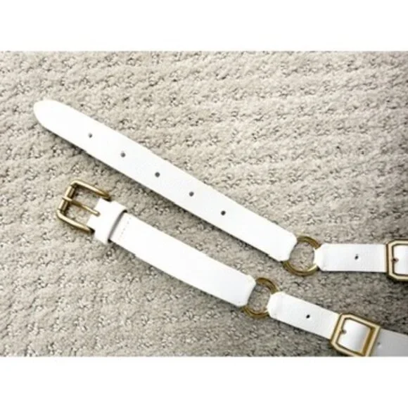 Dolce & Gabbana Skinny White Leather Belt Size: M Dolce & Gabbana Girls Leather Logo Belt in White  main image 4